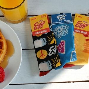 Daisy Eggo and Pop-Tarts Crew Socks - Black, Blue, Yellow